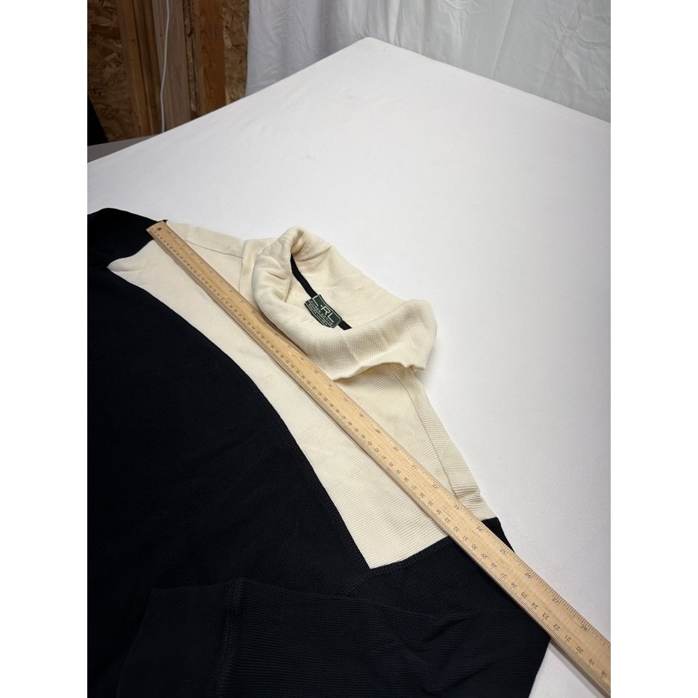 L-RL Lauren Active Ralph Lauren Color Block Turtleneck Sweater Black Cream L